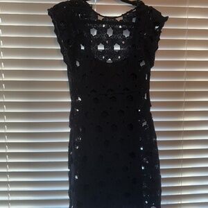 Aqua XS Blue Eyelet Cap Sleeve Mini Dress